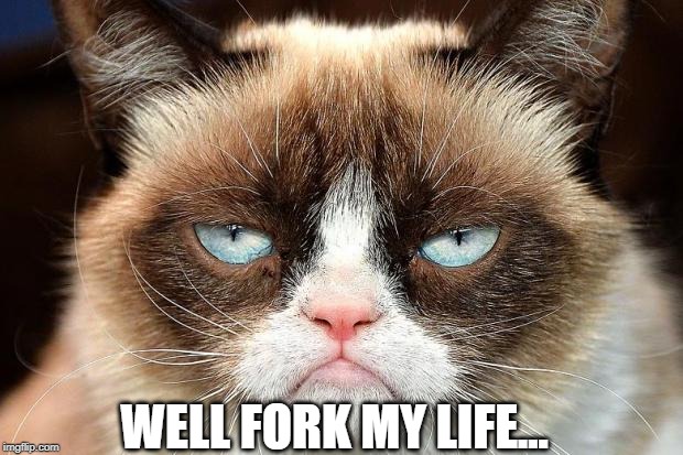 Grumpy Cat Not Amused Meme | WELL FORK MY LIFE... | image tagged in memes,grumpy cat not amused,grumpy cat | made w/ Imgflip meme maker