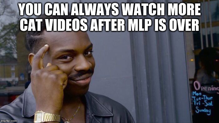 Roll Safe Think About It | YOU CAN ALWAYS WATCH MORE CAT VIDEOS AFTER MLP IS OVER | image tagged in memes,roll safe think about it | made w/ Imgflip meme maker