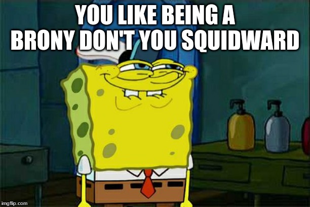 Don't You Squidward Meme | YOU LIKE BEING A BRONY DON'T YOU SQUIDWARD | image tagged in memes,dont you squidward | made w/ Imgflip meme maker