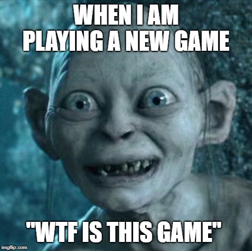 Gollum Meme | WHEN I AM PLAYING A NEW GAME; "WTF IS THIS GAME" | image tagged in memes,gollum | made w/ Imgflip meme maker