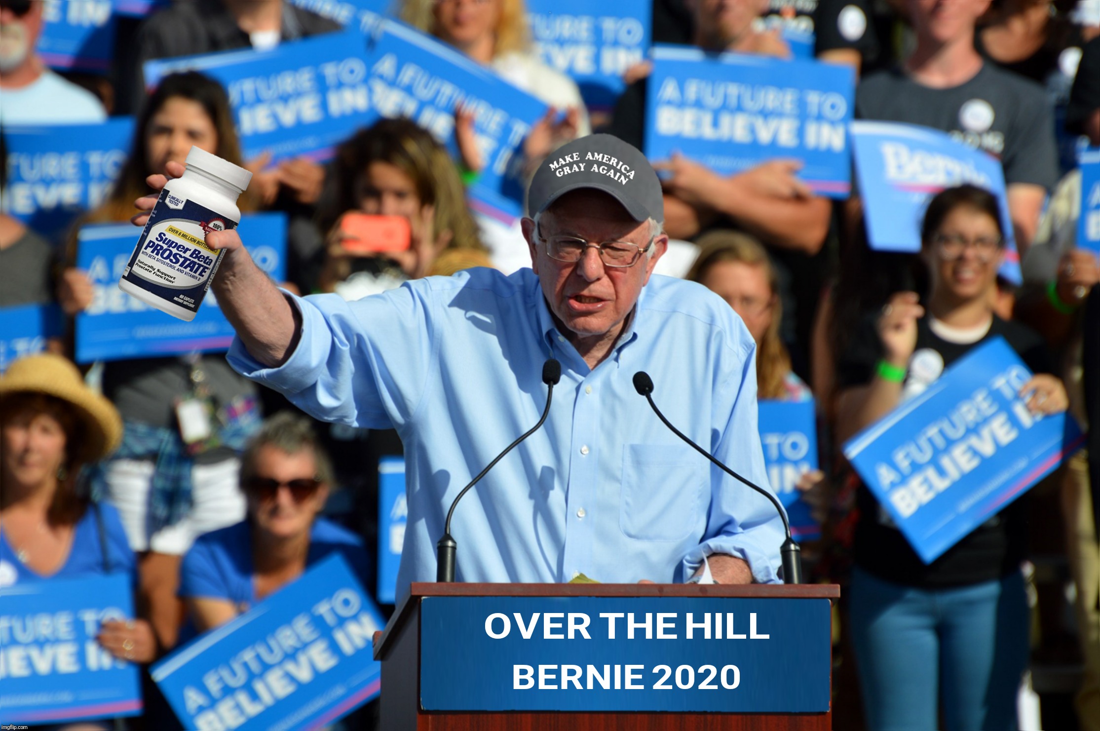 Bad Photoshop Sunday presents:  Over The Hillary | B | image tagged in bad photoshop sunday,bernie sanders,hillary clinton | made w/ Imgflip meme maker