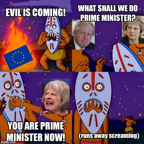 image tagged in politics,uk,boris johnson,theresa may,prime minister,simpsons | made w/ Imgflip meme maker