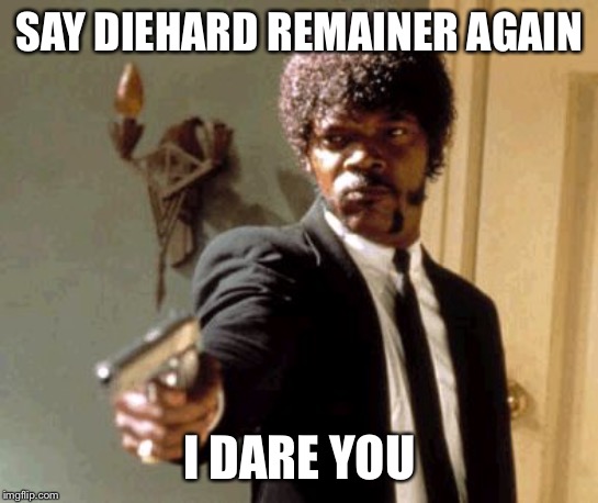 Say That Again I Dare You Meme | SAY DIEHARD REMAINER AGAIN; I DARE YOU | image tagged in memes,say that again i dare you | made w/ Imgflip meme maker