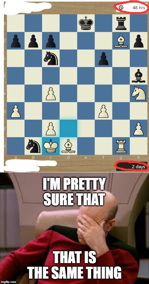 That is the same thing! | I'M PRETTY SURE THAT; THAT IS THE SAME THING | image tagged in chess,funny,picard,facepalm | made w/ Imgflip meme maker