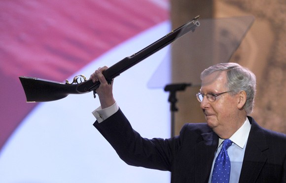 Moscow Mitch and Gun Blank Meme Template