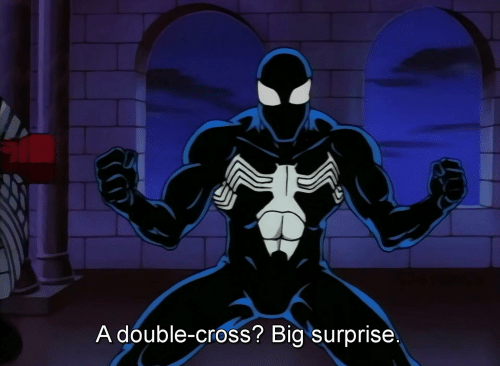 Spiderman the animated series black suit double cross Blank Meme Template