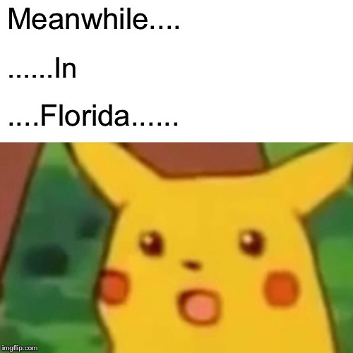 Surprised Pikachu Meme | Meanwhile.... ......In ....Florida...... | image tagged in memes,surprised pikachu | made w/ Imgflip meme maker