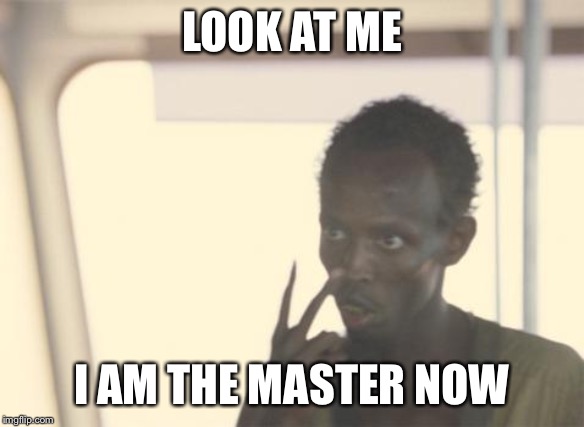 I'm The Captain Now Meme | LOOK AT ME; I AM THE MASTER NOW | image tagged in memes,i'm the captain now | made w/ Imgflip meme maker