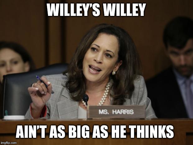 Kamala Harris | WILLEY’S WILLEY AIN’T AS BIG AS HE THINKS | image tagged in kamala harris | made w/ Imgflip meme maker