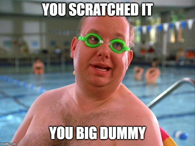 Thomas Ringer | YOU SCRATCHED IT YOU BIG DUMMY | image tagged in thomas ringer | made w/ Imgflip meme maker