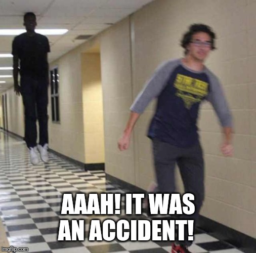 floating boy chasing running boy | AAAH! IT WAS AN ACCIDENT! | image tagged in floating boy chasing running boy | made w/ Imgflip meme maker