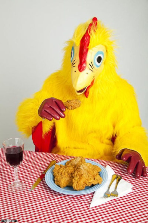Chicken eating chicken | image tagged in chicken eating chicken | made w/ Imgflip meme maker