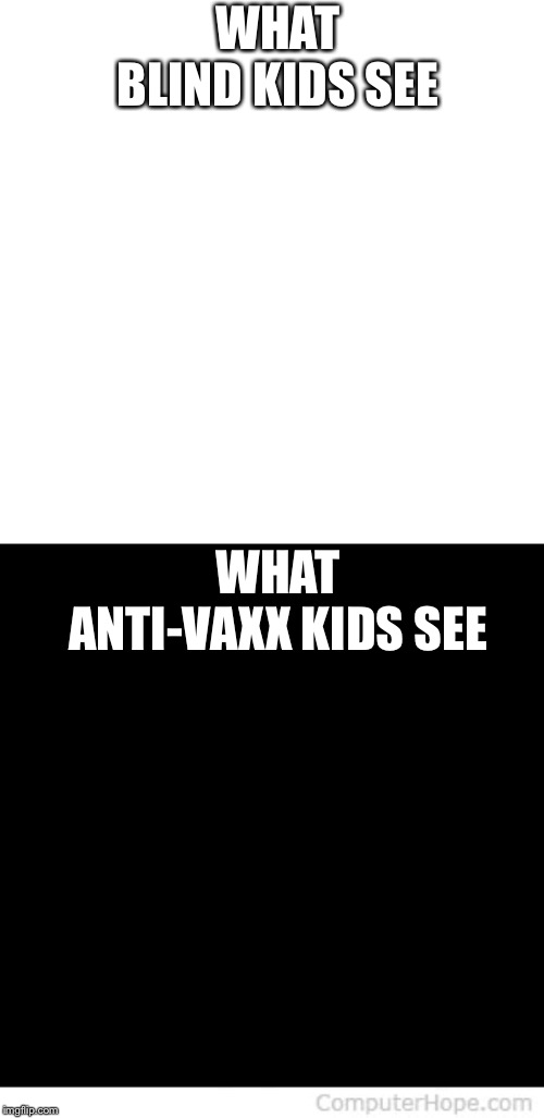 WHAT BLIND KIDS SEE; WHAT ANTI-VAXX KIDS SEE | image tagged in memes | made w/ Imgflip meme maker