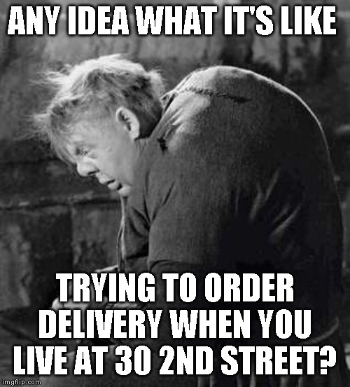 Back when I could order delivery (we live too far out now) | ANY IDEA WHAT IT'S LIKE; TRYING TO ORDER DELIVERY WHEN YOU LIVE AT 30 2ND STREET? | image tagged in stupid street names | made w/ Imgflip meme maker