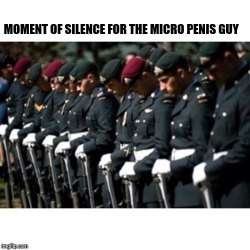 Moment of silence | MOMENT OF SILENCE FOR THE MICRO P**IS GUY | image tagged in moment of silence | made w/ Imgflip meme maker