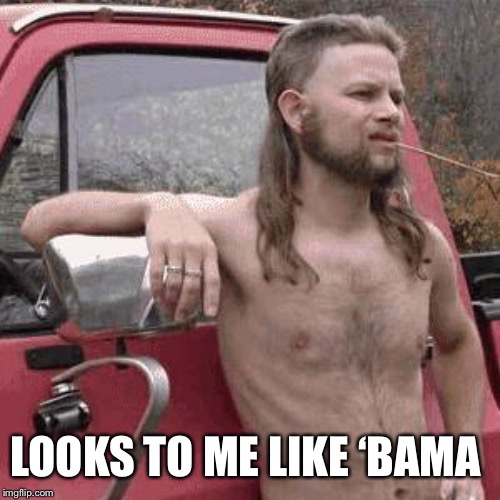 almost redneck | LOOKS TO ME LIKE ‘BAMA | image tagged in almost redneck | made w/ Imgflip meme maker