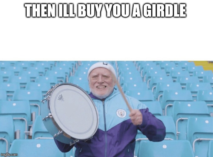 Harold happy guy | THEN ILL BUY YOU A GIRDLE | image tagged in harold happy guy | made w/ Imgflip meme maker