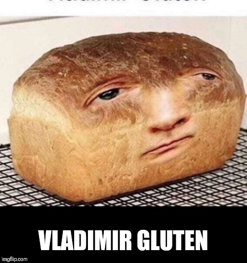 Bread | VLADIMIR GLUTEN | image tagged in vladimir putin,bread,vlad,gluten | made w/ Imgflip meme maker