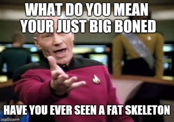 I know there is such a thing as “big boned” or whatever but the fat acceptance movement takes it WAY to far. | image tagged in picard wtf,meme | made w/ Imgflip meme maker