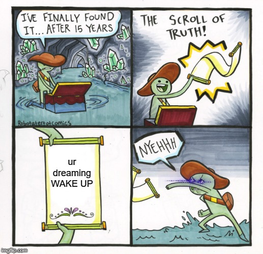 The Scroll Of Truth | ur dreaming WAKE UP | image tagged in memes,the scroll of truth | made w/ Imgflip meme maker