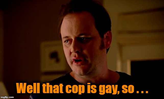 state farm guy | Well that cop is gay, so . . . | image tagged in state farm guy | made w/ Imgflip meme maker