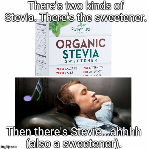 Stevie...ahhh | There's two kinds of Stevia. There's the sweetener. Then there's Stevie...ahhhh (also a sweetener). | image tagged in memes,stevie wonder | made w/ Imgflip meme maker