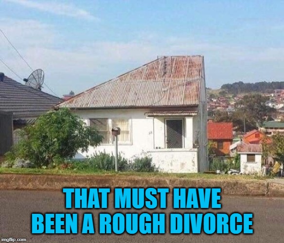 At least they only lost half... | THAT MUST HAVE BEEN A ROUGH DIVORCE | image tagged in divorce,memes,relationships,funny,losing half,letting go | made w/ Imgflip meme maker