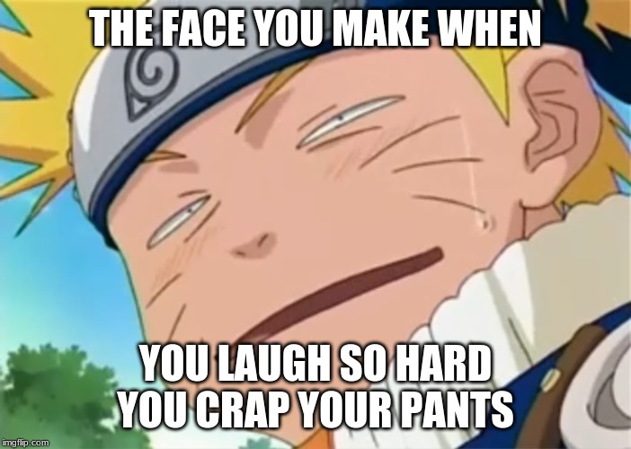 Naruto dumb face | THE FACE YOU MAKE WHEN; YOU LAUGH SO HARD YOU CRAP YOUR PANTS | image tagged in naruto dumb face | made w/ Imgflip meme maker