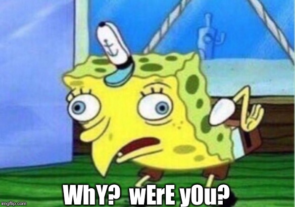 Mocking Spongebob Meme | WhY?  wErE y0u? | image tagged in memes,mocking spongebob | made w/ Imgflip meme maker