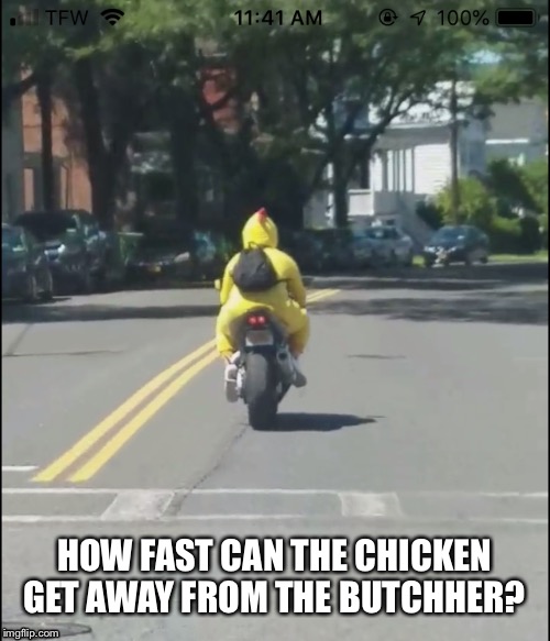 HOW FAST CAN THE CHICKEN GET AWAY FROM THE BUTCHHER? | image tagged in there can be only one | made w/ Imgflip meme maker