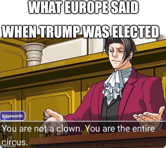 You are not a clown. You are the entire circus. | WHAT EUROPE SAID; WHEN TRUMP WAS ELECTED | image tagged in you are not a clown you are the entire circus | made w/ Imgflip meme maker