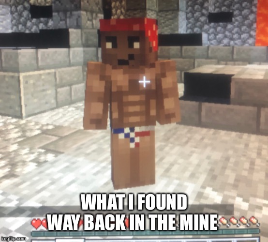 Way back in the mine | WHAT I FOUND WAY BACK IN THE MINE | image tagged in minecraft | made w/ Imgflip meme maker