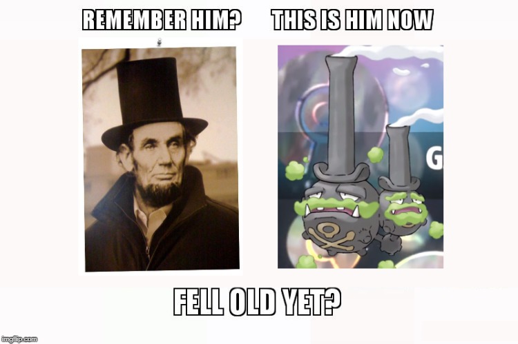 Weezing Galarian form | image tagged in weezing,abraham lincoln,abe lincoln,lincoln,pokemon,top hat | made w/ Imgflip meme maker
