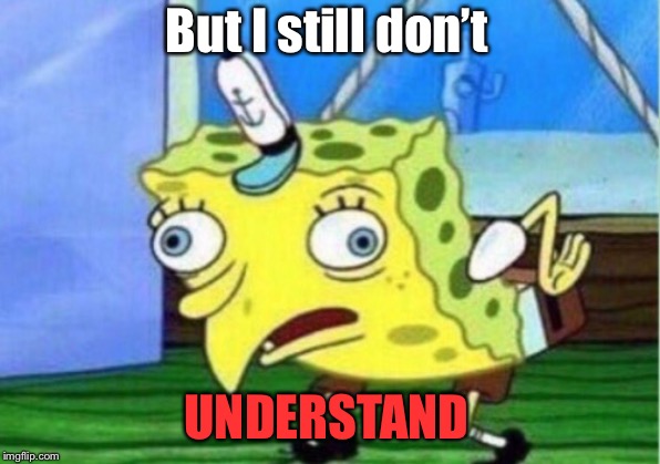 Mocking Spongebob Meme | But I still don’t UNDERSTAND | image tagged in memes,mocking spongebob | made w/ Imgflip meme maker