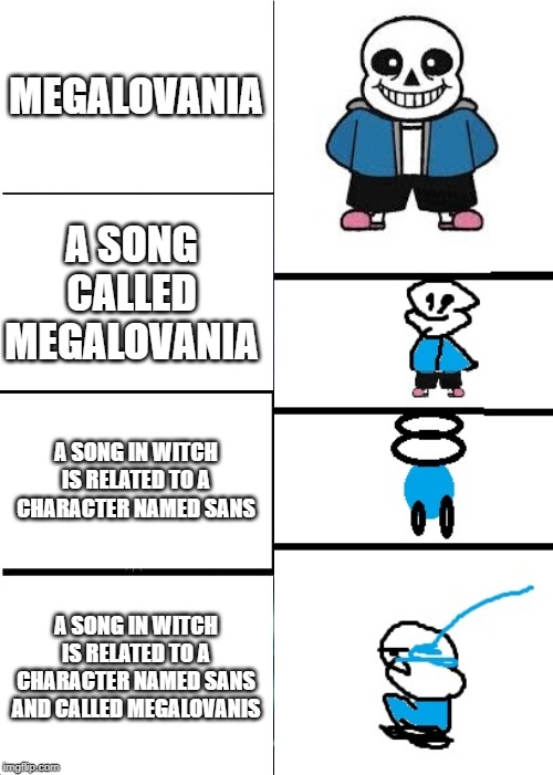 sans meme, oh frick 098_23 | MEGALOVANIA; A SONG CALLED MEGALOVANIA; A SONG IN WITCH IS RELATED TO A CHARACTER NAMED SANS; A SONG IN WITCH IS RELATED TO A CHARACTER NAMED SANS AND CALLED MEGALOVANIS | image tagged in funny memes | made w/ Imgflip meme maker