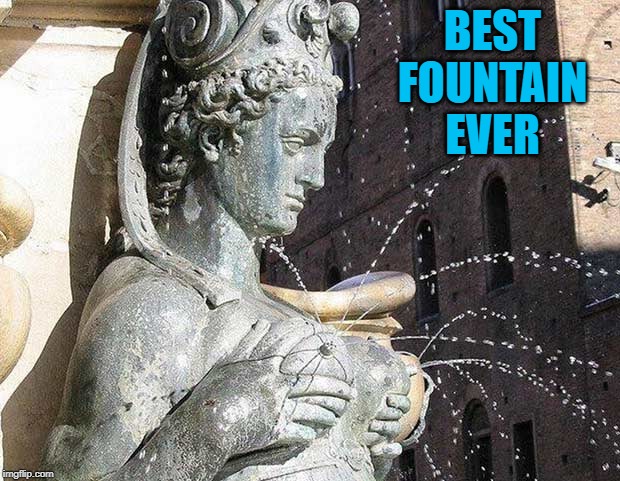 Care for a drink? | BEST FOUNTAIN EVER | image tagged in fountain,memes,boobs,care for a drink,funny,statues | made w/ Imgflip meme maker