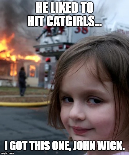 HE LIKED TO HIT CATGIRLS... I GOT THIS ONE, JOHN WICK. | image tagged in funny meme | made w/ Imgflip meme maker