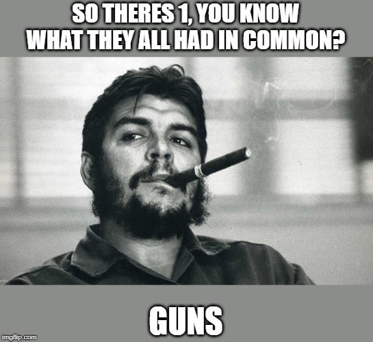 Che | SO THERES 1, YOU KNOW WHAT THEY ALL HAD IN COMMON? GUNS | image tagged in che | made w/ Imgflip meme maker