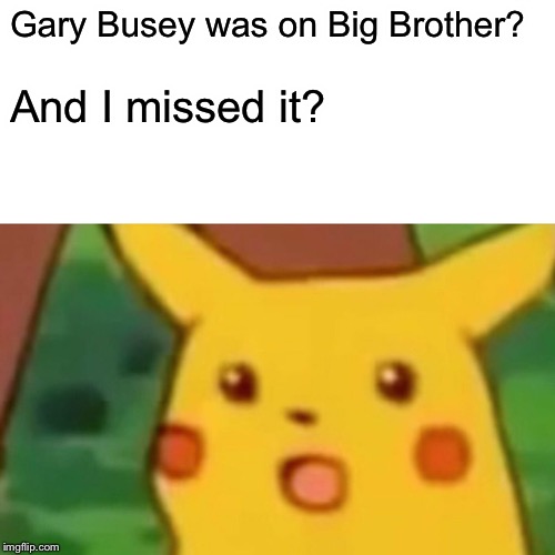 Surprised Pikachu Meme | Gary Busey was on Big Brother? And I missed it? | image tagged in memes,surprised pikachu | made w/ Imgflip meme maker