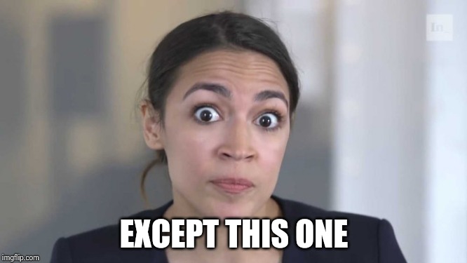 Crazy Alexandria Ocasio-Cortez | EXCEPT THIS ONE | image tagged in crazy alexandria ocasio-cortez | made w/ Imgflip meme maker