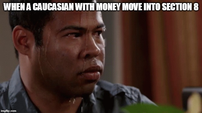 WHEN A CAUCASIAN WITH MONEY MOVE INTO SECTION 8 | image tagged in black people,funny memes | made w/ Imgflip meme maker