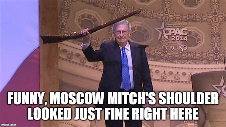 FUNNY, MOSCOW MITCH'S SHOULDER LOOKED JUST FINE RIGHT HERE | made w/ Imgflip meme maker