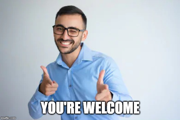 Winky Point | YOU'RE WELCOME | image tagged in winky point | made w/ Imgflip meme maker