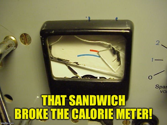 Broken Meter | THAT SANDWICH BROKE THE CALORIE METER! | image tagged in broken meter | made w/ Imgflip meme maker