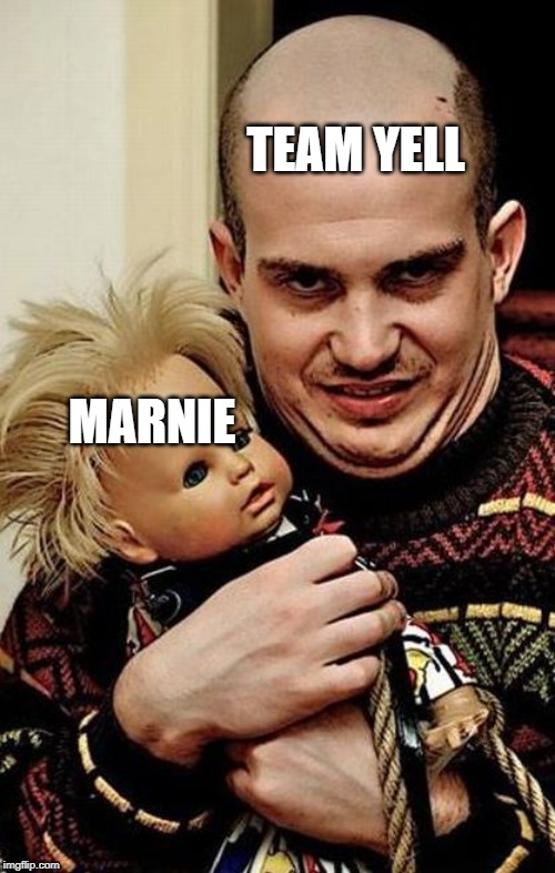 Team Yell | TEAM YELL; MARNIE | image tagged in creepy,pokemon,pokemon sword and shield | made w/ Imgflip meme maker