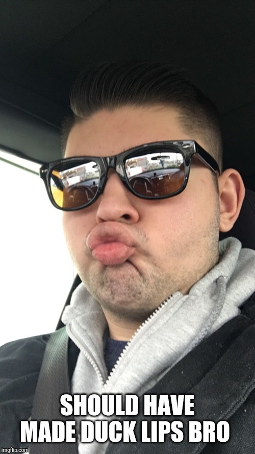 Duck lips | SHOULD HAVE MADE DUCK LIPS BRO | image tagged in duck lips | made w/ Imgflip meme maker