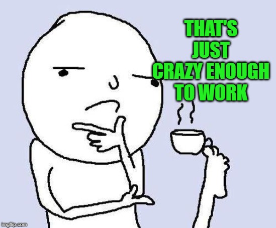 thinking meme | THAT'S JUST CRAZY ENOUGH TO WORK | image tagged in thinking meme | made w/ Imgflip meme maker
