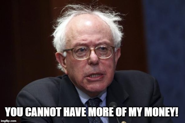 Bernie Sanders | YOU CANNOT HAVE MORE OF MY MONEY! | image tagged in bernie sanders | made w/ Imgflip meme maker