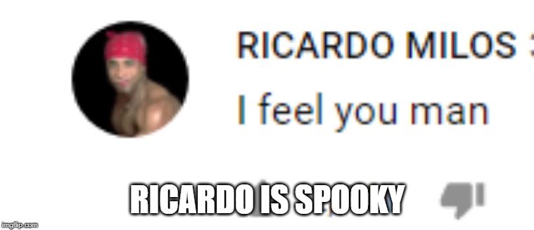 Ricardo Milos Comment | RICARDO IS SPOOKY | image tagged in ricardo milos comment | made w/ Imgflip meme maker