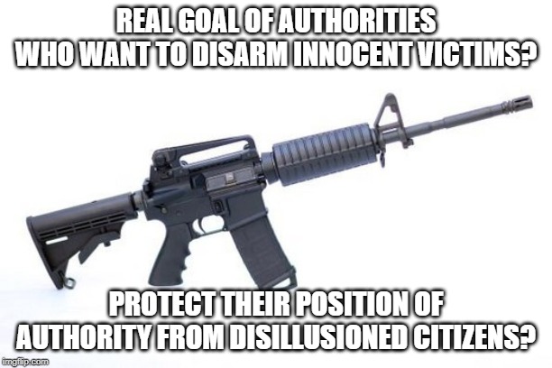 Stop Gun Violence  | REAL GOAL OF AUTHORITIES WHO WANT TO DISARM INNOCENT VICTIMS? PROTECT THEIR POSITION OF AUTHORITY FROM DISILLUSIONED CITIZENS? | image tagged in stop gun violence | made w/ Imgflip meme maker